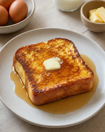 Pain perdu à la vanille, photographie du plat